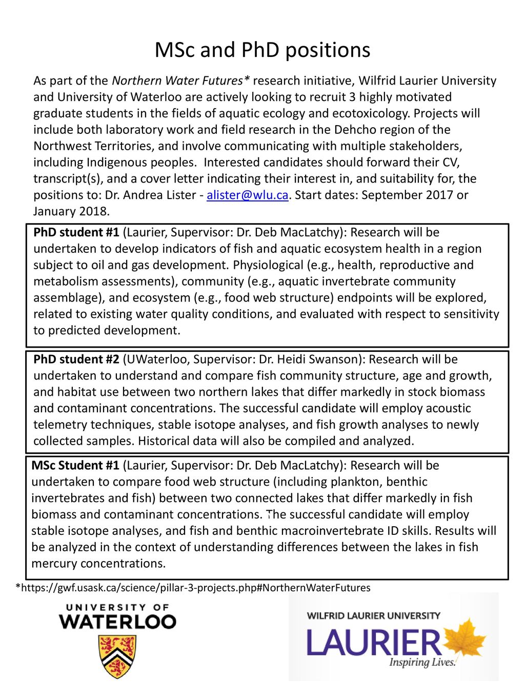 Msc And Phd Positions As Part Of The Northern Water Futures Research